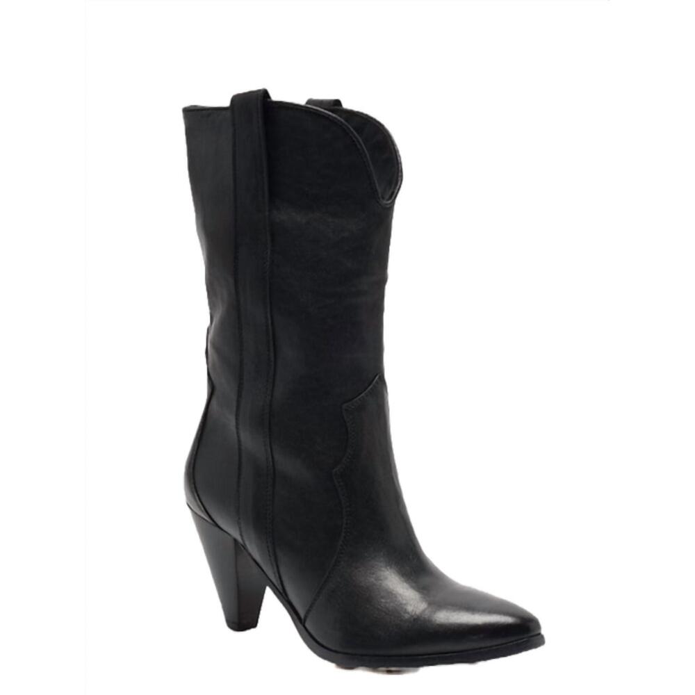 Free People Black Pointed Cowboy Ankle Boots
